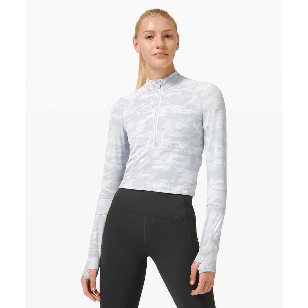 Lululemon Ribbed Half Zip Pullover Incognito Camo Alpine‎ White Multi Cropped 8